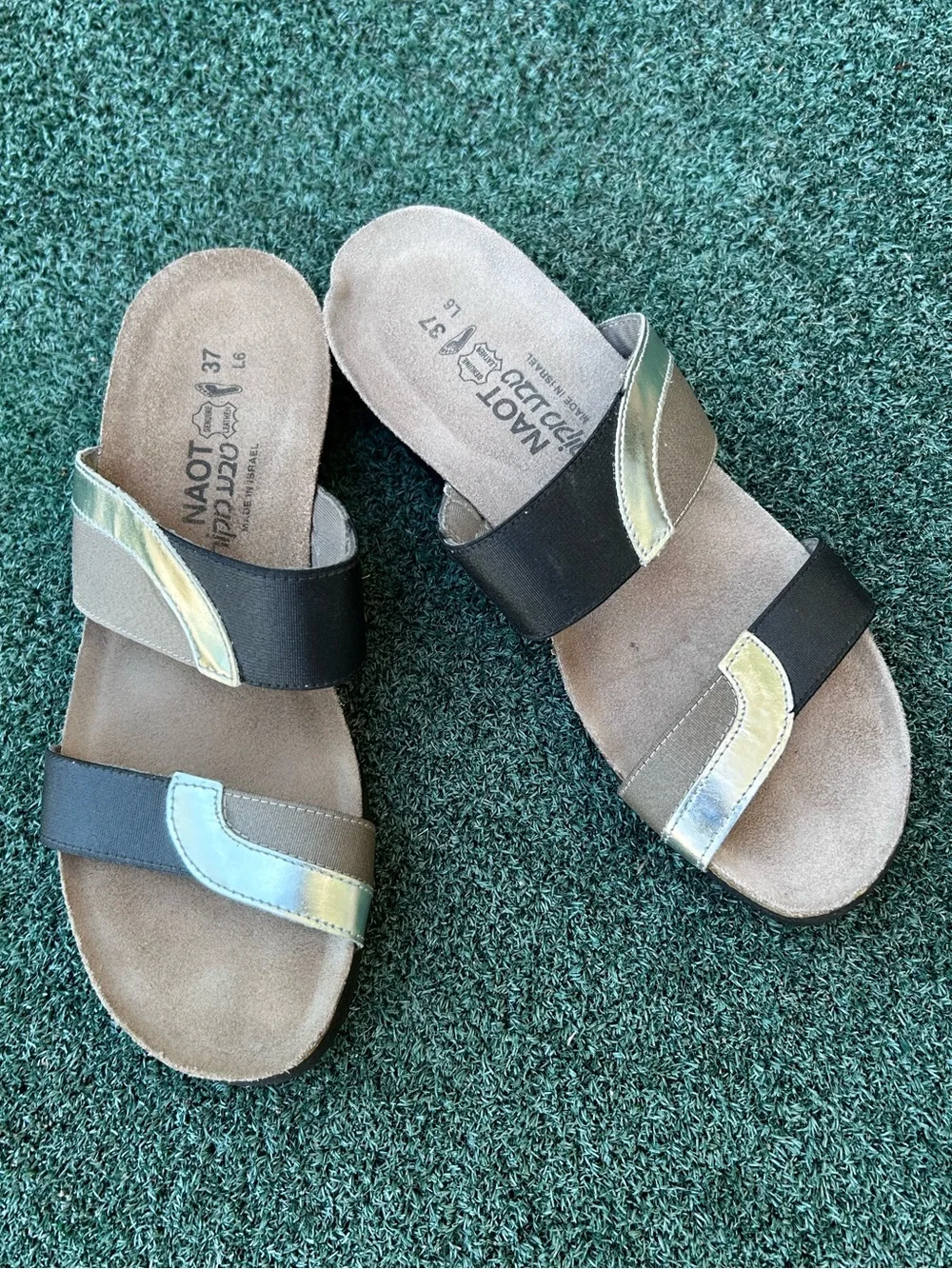 Naot Frankie Slide Sandal Leather Black Silver 37 - Picture 11 of 13